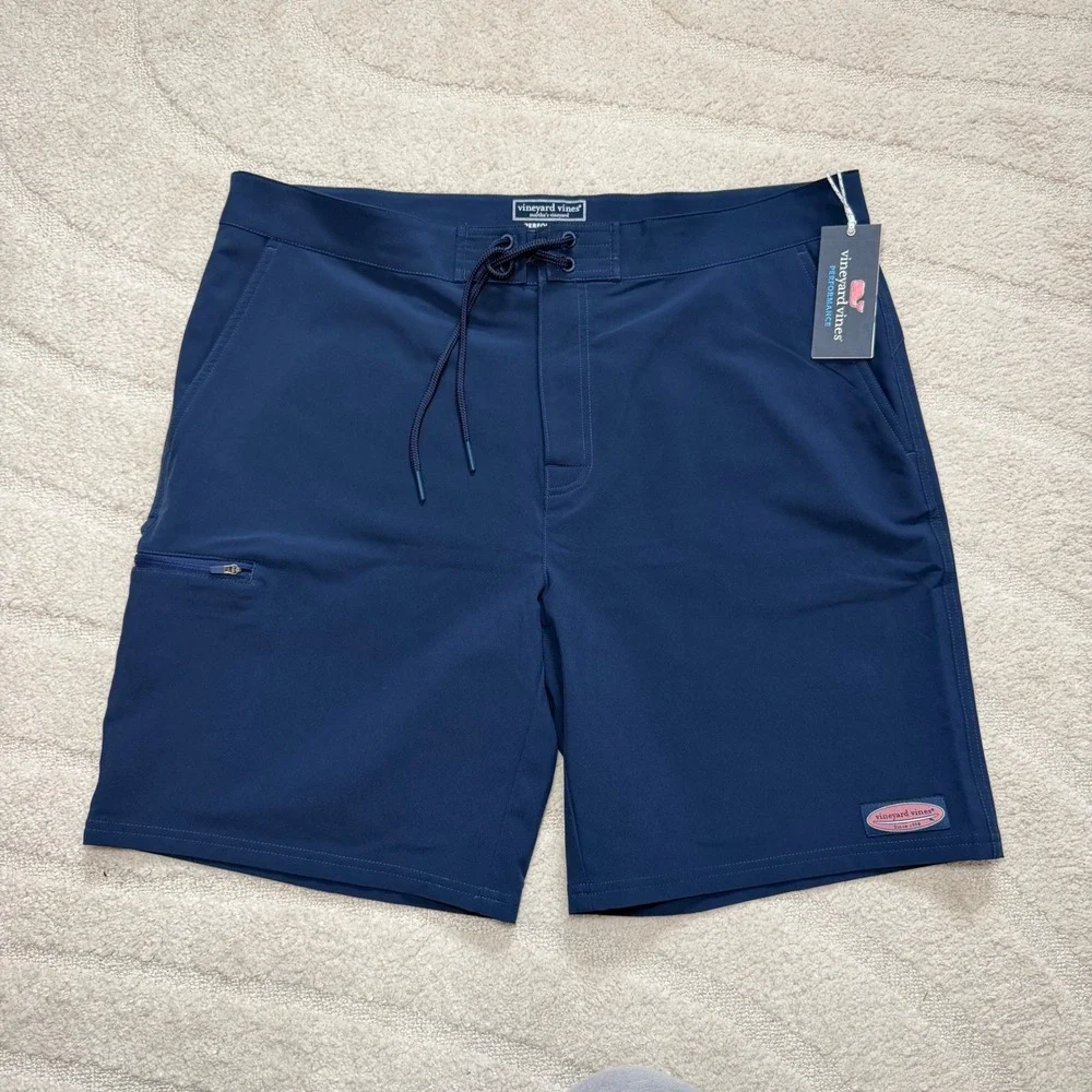 NEW Vineyard Vines Mens 9 Inch Solid Boardshort Blue Blazer Performance Swim 38